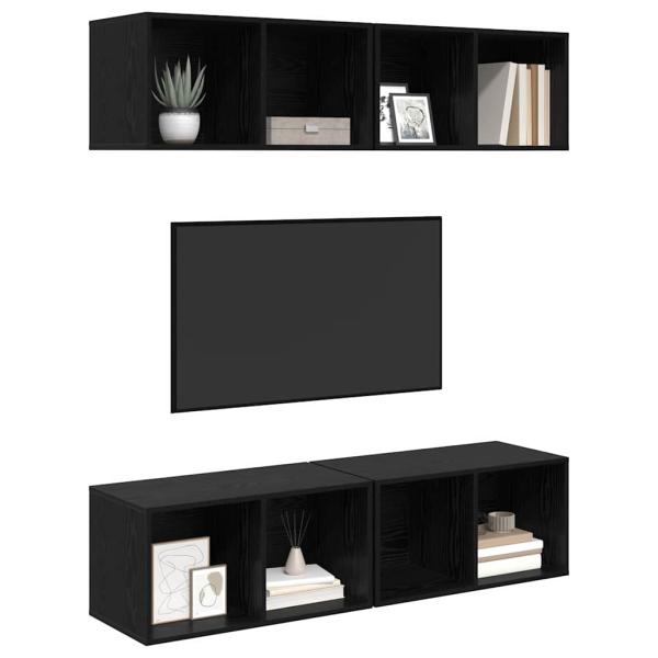 Wand TV Schrank mit Regal 4 pcs Schwarze Eiche 37 x 37 x 72 cm