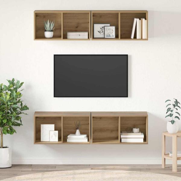 ARDEBO.de - Wand TV Schrank 4 pcs Eiche handwerklich 37 x 37 x 72 cm