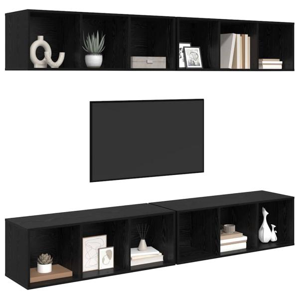 Wand TV Schrank 4 pcs Schwarze Eiche 37 x 37 x 107,5 cm