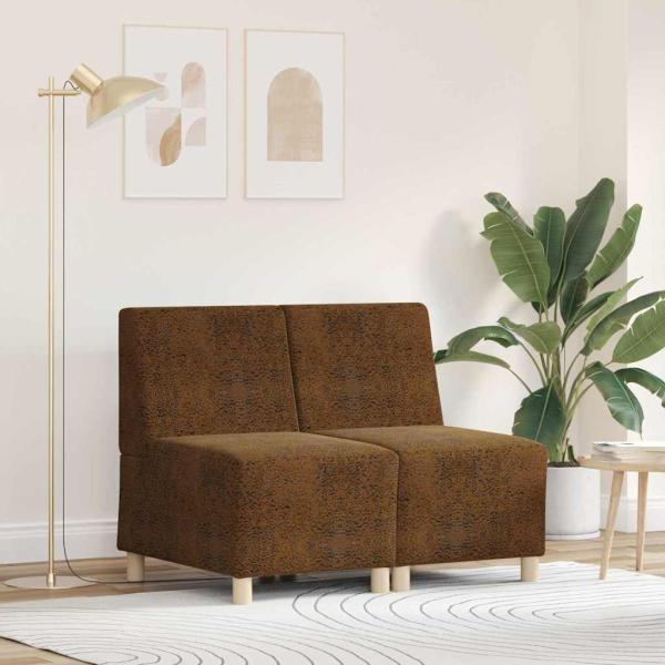 ARDEBO.de - Sofa Stuhl mit Kissen 2 pcs Braun 55 cm Faux Wildleder