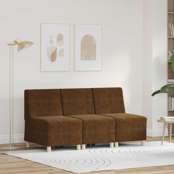 ARDEBO.de - Sofa Stuhl mit Kissen 3 pcs Braun 55 cm Faux Wildleder