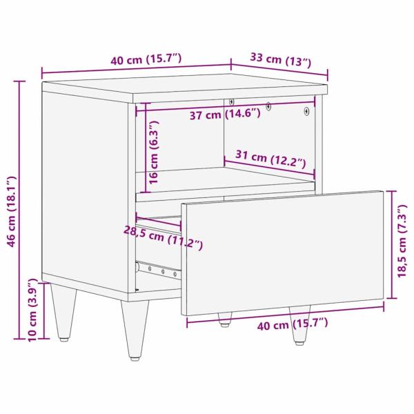 Nachttische mit Schubladen 40 x 33 x 46 cm