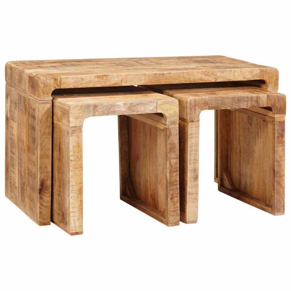 Beistelltische 3 pcs Braun massives Mangoholz