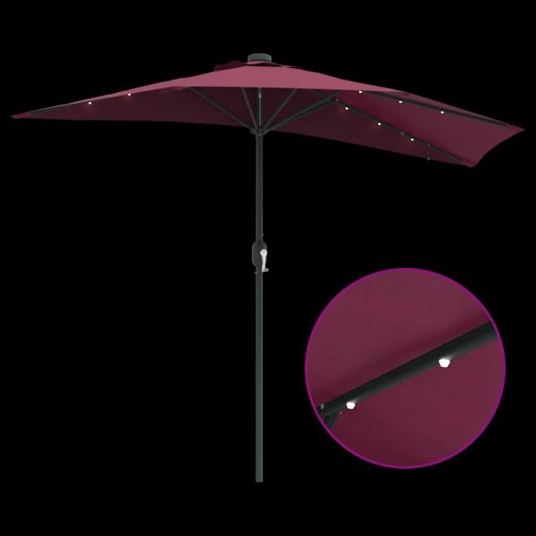 Gartenparasol Bordeauxrot 294 x 150 x 223 cm Stoff