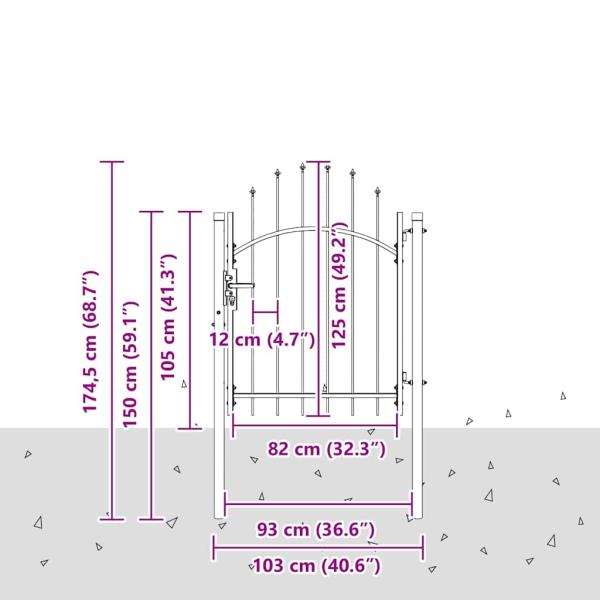 Gartentor mit Schloss Grau 100 x 125 cm 125 x 100 cm Stahl