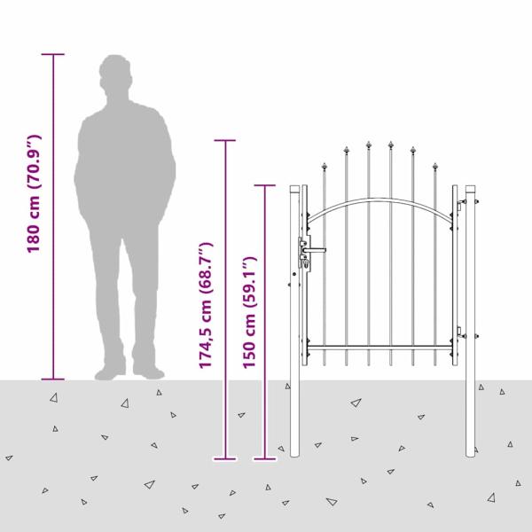 Gartentor mit Schloss Grau 100 x 125 cm 125 x 100 cm Stahl