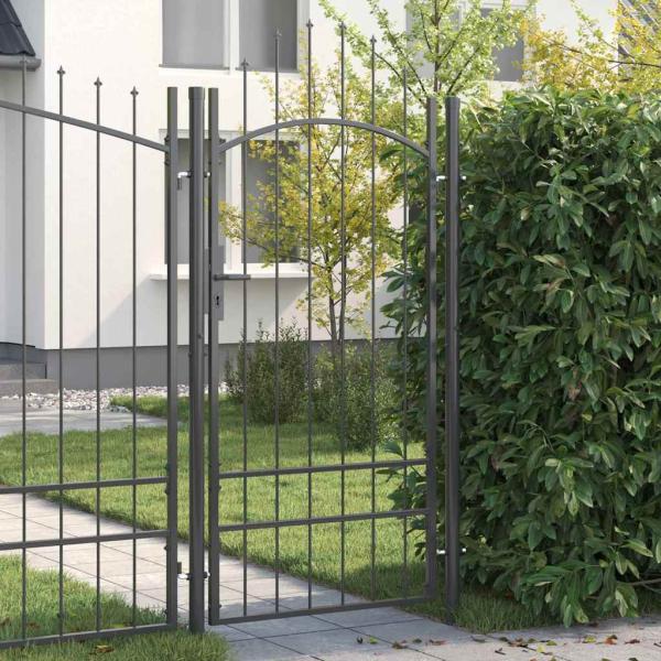 ARDEBO.de - Gartentor mit Schloss Grau 200 x 100 cm 100 x 200 cm Stahl