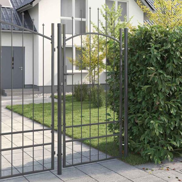 Gartentor mit Schloss Grau 200 x 100 cm 100 x 200 cm Stahl