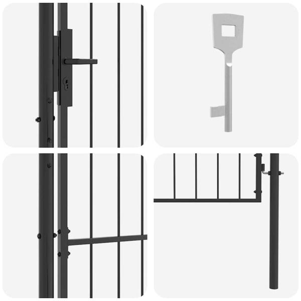 Gartentor mit Schloss Grau 200 x 100 cm 100 x 200 cm Stahl