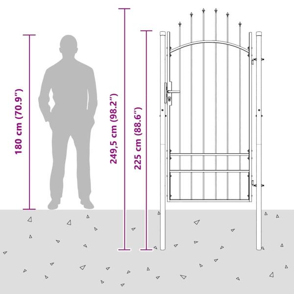 Gartentor mit Schloss Grau 200 x 100 cm 100 x 200 cm Stahl