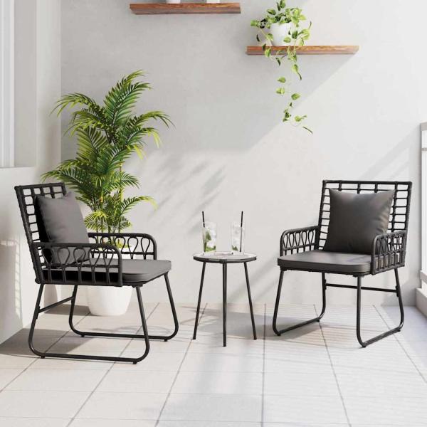 ARDEBO.de - Garten Essgruppe 3 pcs Schwarz, Anthrazit 35 x 35 x 45 cm
