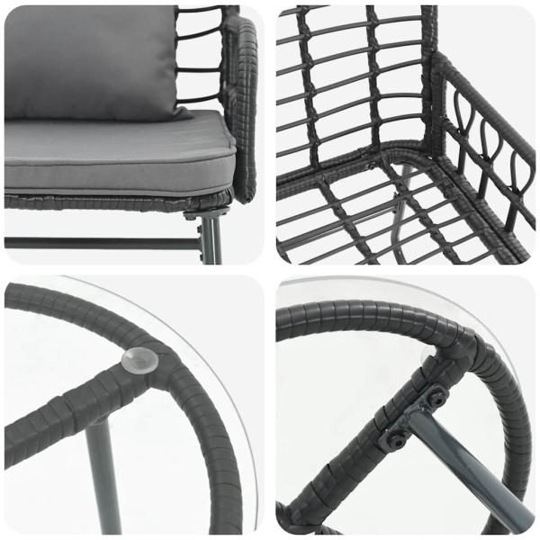Garten Essgruppe 3 pcs Schwarz, Anthrazit 35 x 35 x 45 cm