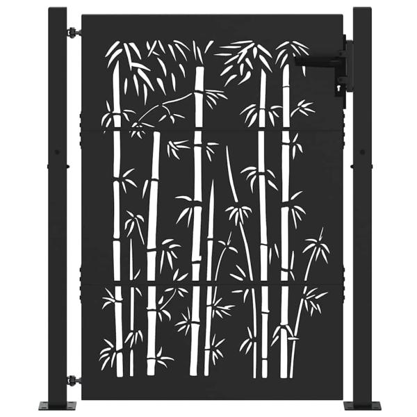 Gartentor Schwarz 105 x 125 cm Pulverbeschichteter Stahl