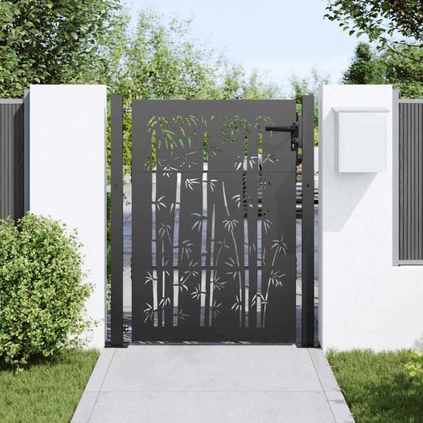 Gartentor Schwarz 105 x 125 cm Pulverbeschichteter Stahl