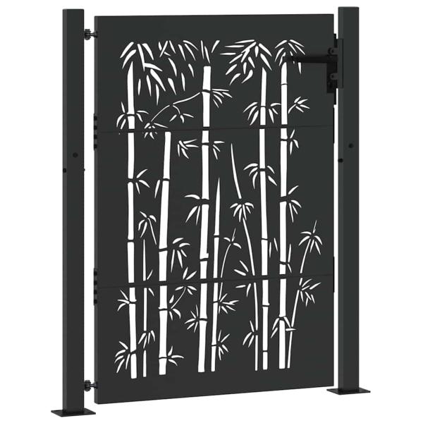 Gartentor Schwarz 105 x 125 cm Pulverbeschichteter Stahl