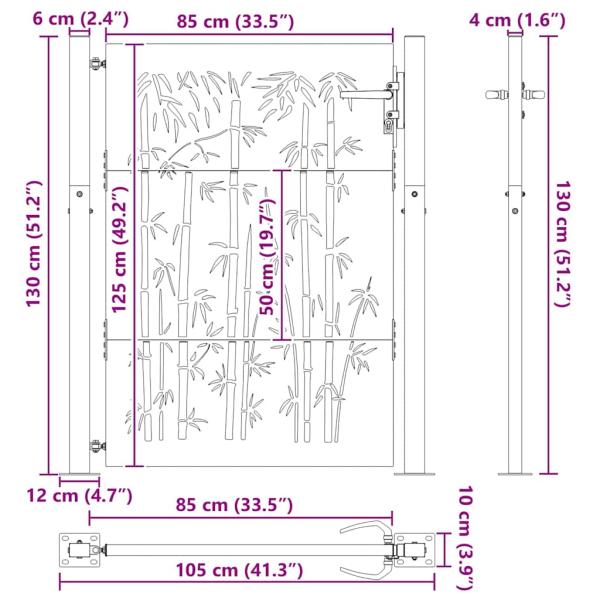 Gartentor Schwarz 105 x 125 cm Pulverbeschichteter Stahl
