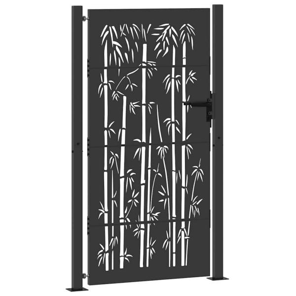 Gartentor Schwarz 105 x 175 cm Pulverbeschichteter Stahl