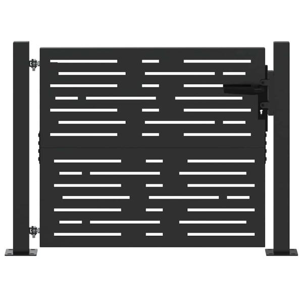 Gartentor Schwarz 105 x 100 cm Pulverbeschichteter Stahl