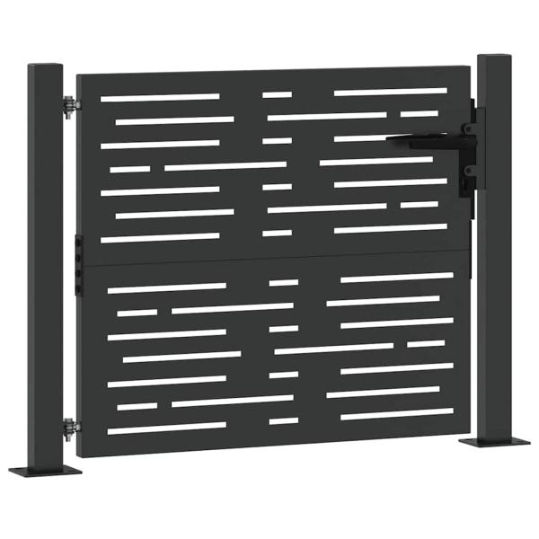 Gartentor Schwarz 105 x 100 cm Pulverbeschichteter Stahl