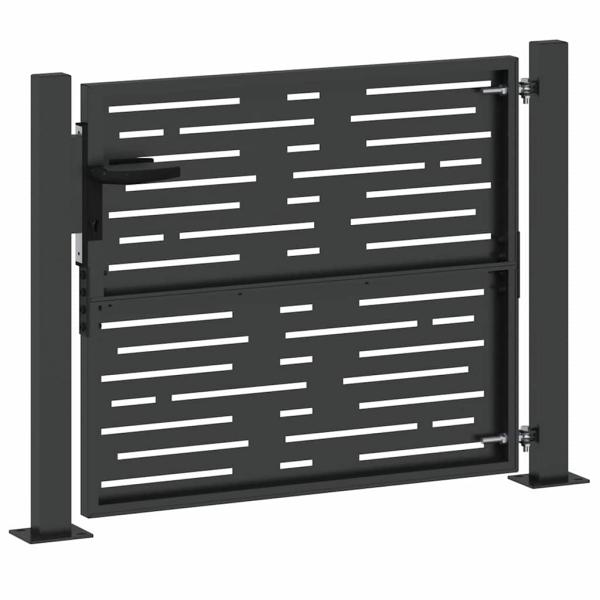 Gartentor Schwarz 105 x 100 cm Pulverbeschichteter Stahl