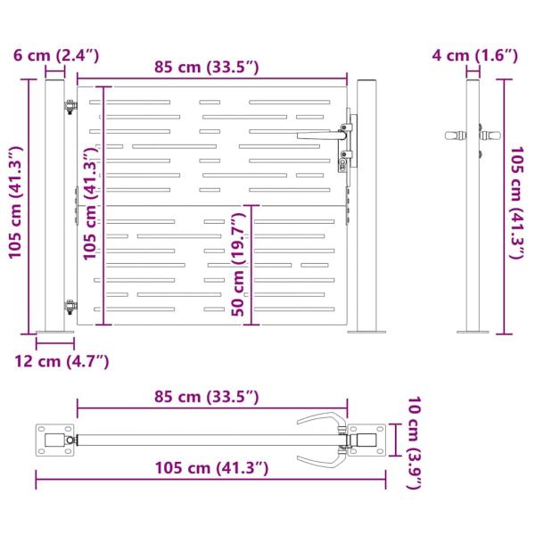 Gartentor Schwarz 105 x 100 cm Pulverbeschichteter Stahl