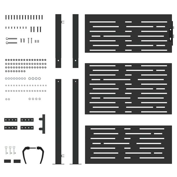 Gartentor Schwarz 105 x 125 cm Pulverbeschichteter Stahl