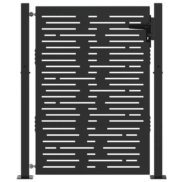 Gartentor Schwarz 105 x 150 cm Pulverbeschichteter Stahl