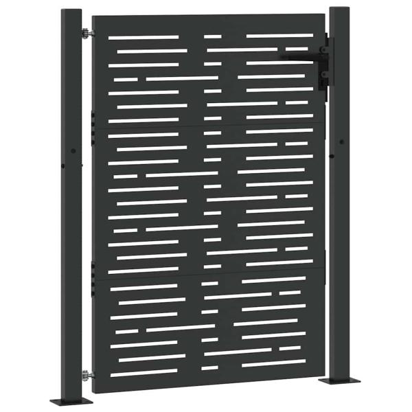 Gartentor Schwarz 105 x 150 cm Pulverbeschichteter Stahl