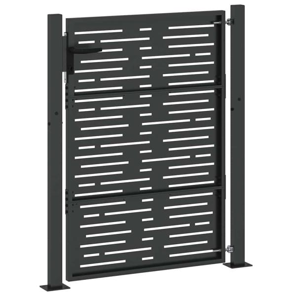 Gartentor Schwarz 105 x 150 cm Pulverbeschichteter Stahl