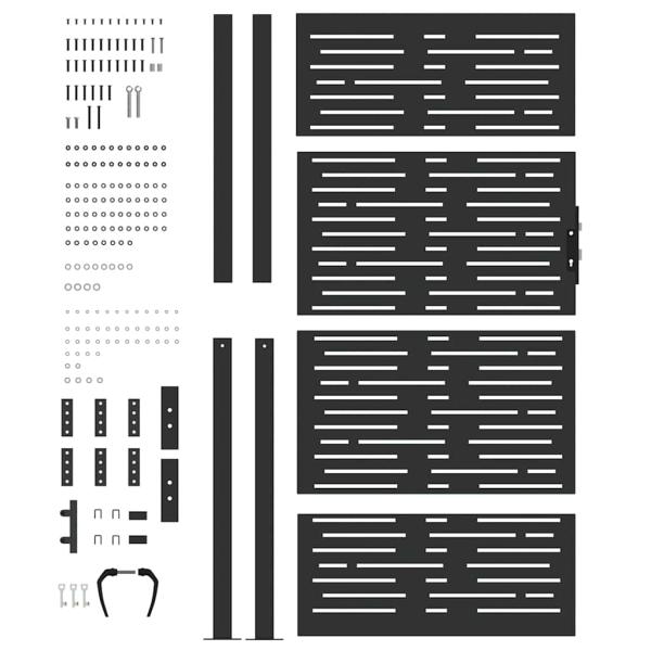 Gartentor Schwarz 105 x 200 cm Pulverbeschichteter Stahl