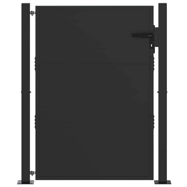 Gartentor Schwarz 100 x 125 cm Pulverbeschichteter Stahl