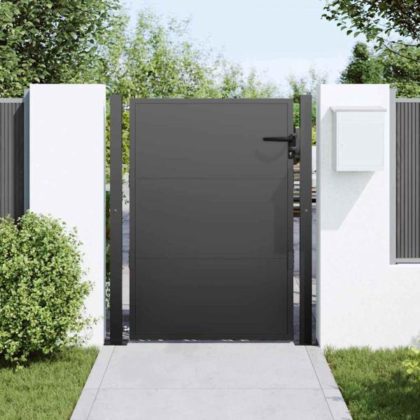 Gartentor Schwarz 100 x 125 cm Pulverbeschichteter Stahl