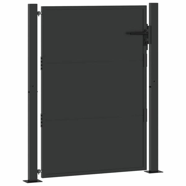 Gartentor Schwarz 100 x 125 cm Pulverbeschichteter Stahl
