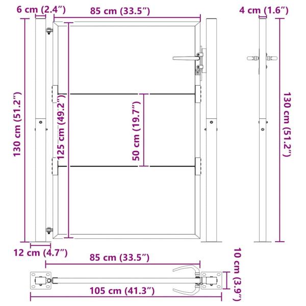 Gartentor Schwarz 100 x 125 cm Pulverbeschichteter Stahl