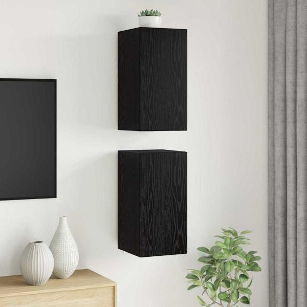 TV Einheit mit Regal Sonstiges mit Speicher mit Tür 2 pcs Schwarze Eiche Holzwerkstoff