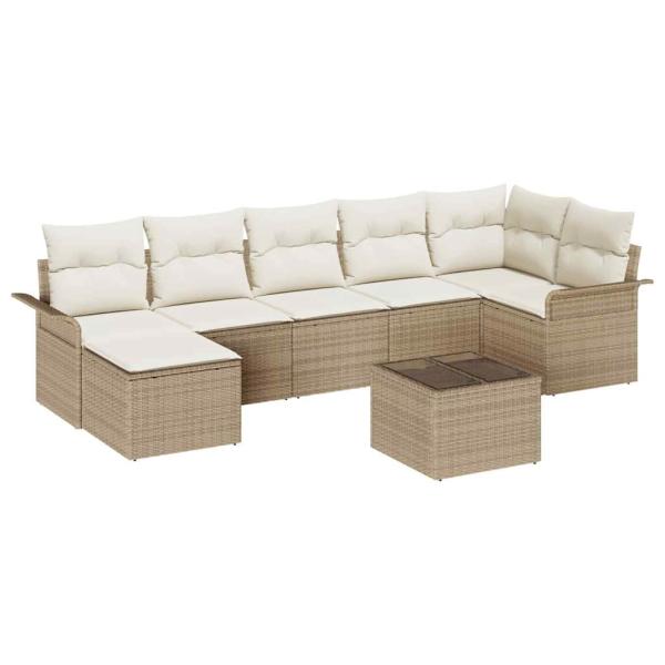 8-teiliges Garten Sofa Set mit Kissen Braun Poly Rattan