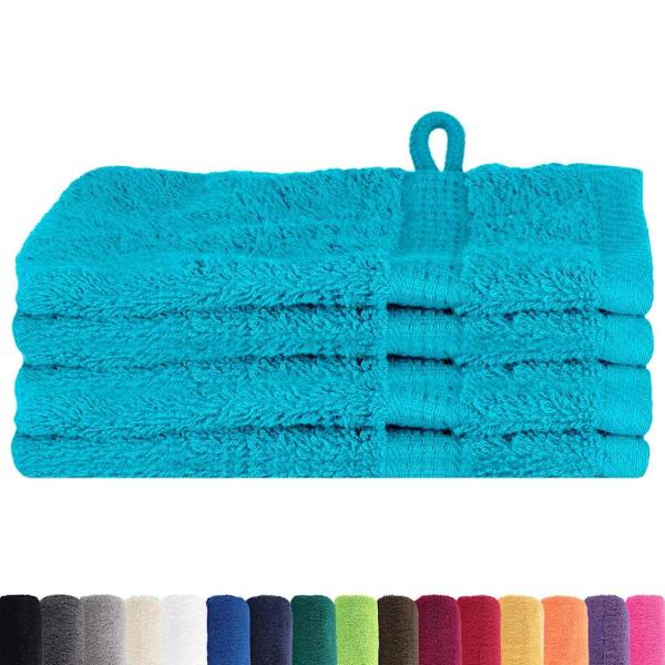 Waschhandschuhe 4 pcs Türkis 15 x 21 cm Baumwolle