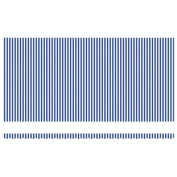 Einziehbare Markise Blau und weiß 6 x 3 m Stoff und Metall