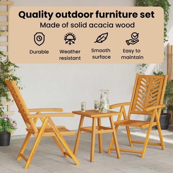 Garten Bistro Set 3 pcs Braun Akazie Massivholz