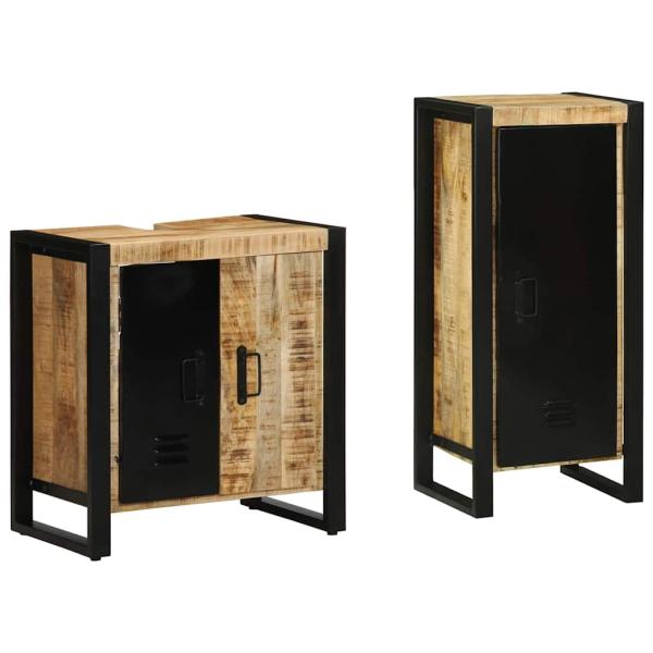 Badezimmermöbel Set mit Regal 2 pcs Braun Massives Mango-Holz