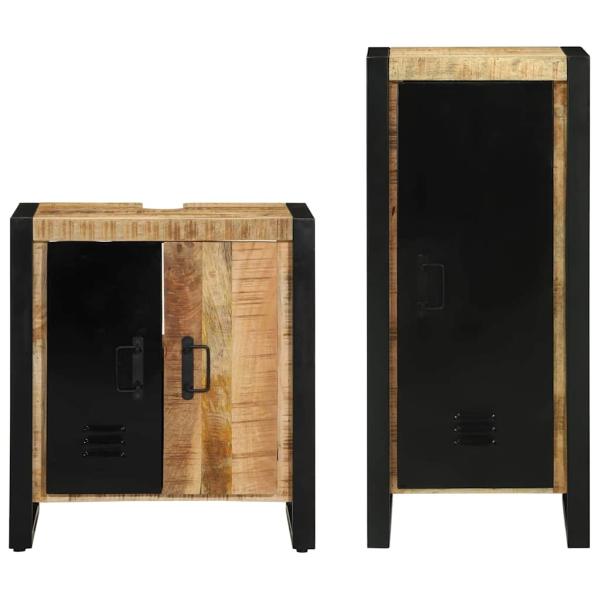 Badezimmermöbel Set mit Regal 2 pcs Braun Massives Mango-Holz