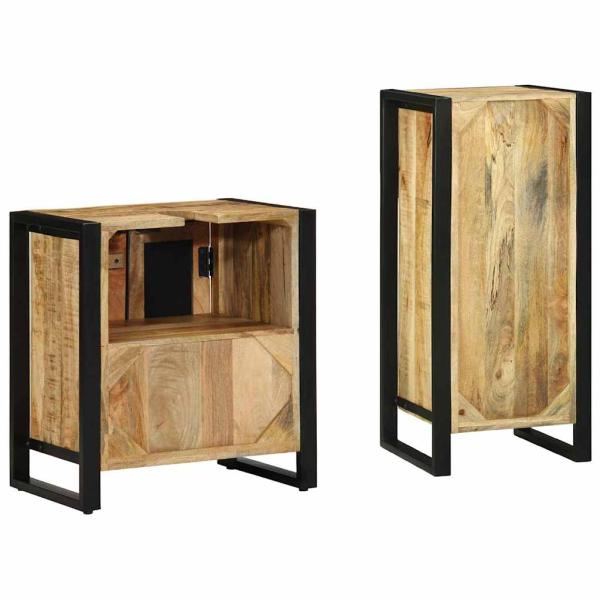 Badezimmermöbel Set mit Regal 2 pcs Braun Massives Mango-Holz