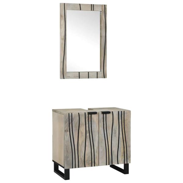 ARDEBO.de - Badezimmermöbel Set mit Regal mit Speicher mit Tür mit Spiegel 2 pcs Weiß 62 x 33 x 58 cm