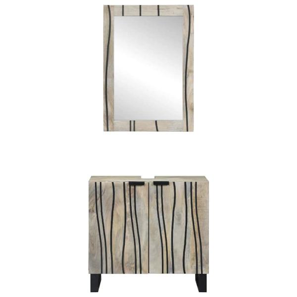 Badezimmermöbel Set mit Regal mit Speicher mit Tür mit Spiegel 2 pcs Weiß 62 x 33 x 58 cm