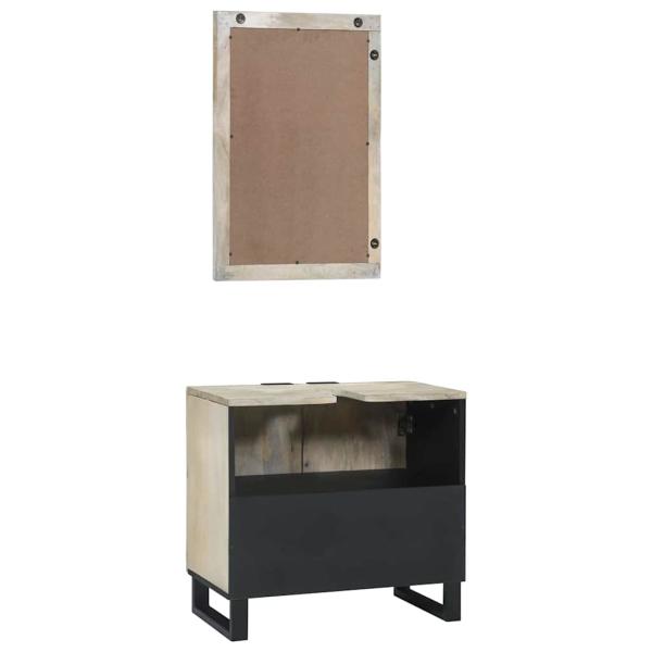 Badezimmermöbel Set mit Regal mit Speicher mit Tür mit Spiegel 2 pcs Weiß 62 x 33 x 58 cm