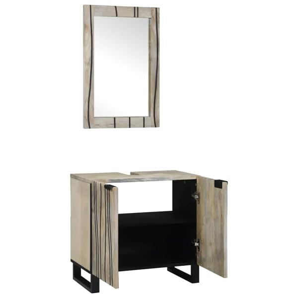 Badezimmermöbel Set mit Regal mit Speicher mit Tür mit Spiegel 2 pcs Weiß 62 x 33 x 58 cm