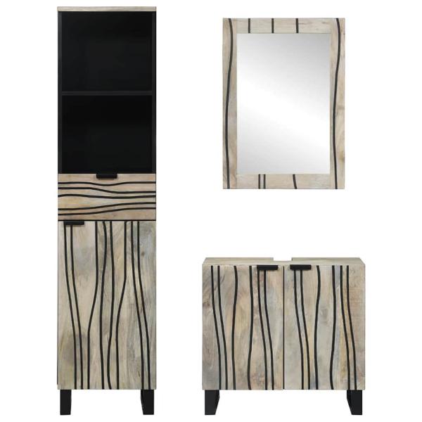 Badezimmermöbel Set mit Schubladen mit Regal mit Speicher mit Tür mit Spiegel 3 pcs Weiß 38 x 33 x 160 cm