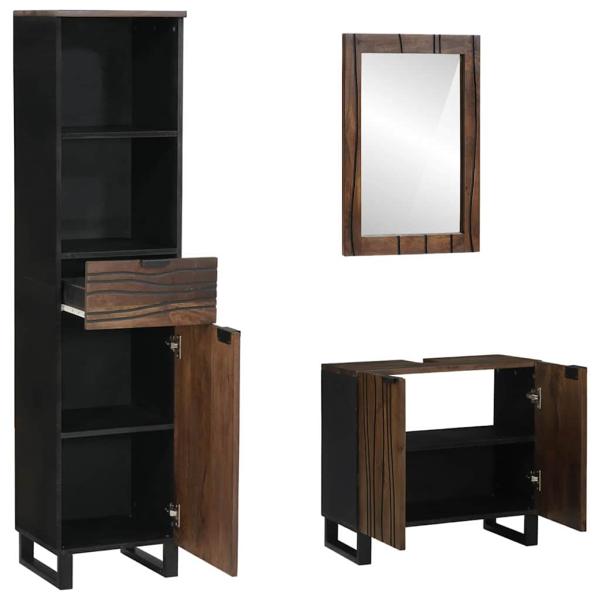Badezimmermöbel Set 3 pcs Nussbaum braun 38 x 33 x 160 cm