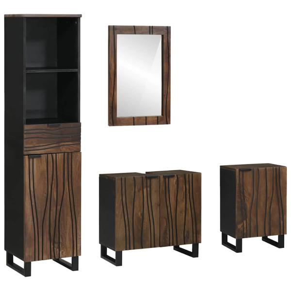 ARDEBO.de - Badezimmermöbel Set mit Schubladen mit Regal mit Speicher mit Tür mit Spiegel 4 pcs Weiß 38 x 33 x 160 cm