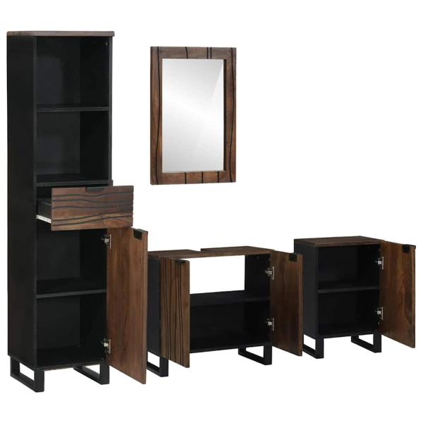 Badezimmermöbel Set mit Schubladen mit Regal mit Speicher mit Tür mit Spiegel 4 pcs Weiß 38 x 33 x 160 cm
